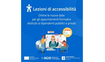 Vai alla notizia Continuano gli appuntamenti formativi di AGID sull’accessibilità dei servizi pubblici digitali