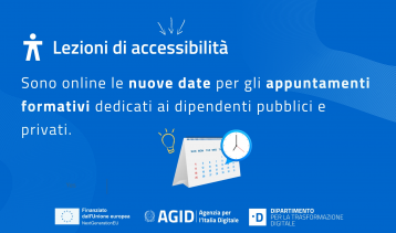 Vai alla notizia Nuovi appuntamenti formativi sull’accessibilità dei servizi pubblici digitali